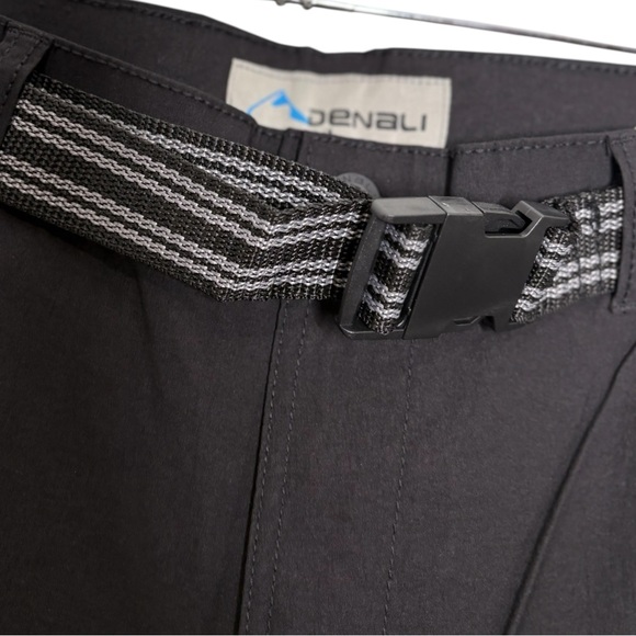 Denali black zip off convertible cargo pants shorts belted 34 32 nwot - Picture 2 of 6